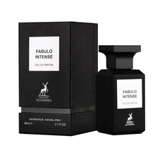 Load image into Gallery viewer, Image: Fabulo Intense Perfume 80ml EDP - A bottle of Maison Alhambra&#39;s unapologetically alluring fragrance, inspired by Tom Ford F***ing Fabulous, featuring notes of Clary Sage, Lavender, Bitter Almond, Vanilla, Orris, Leather, Tonka Bean, Cashmeran, White Woods, and Amber.